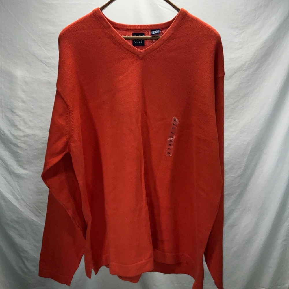 Gap V-Neck Sweater Cotton Knit Pullover Casual Everyday Orange XL NWOT